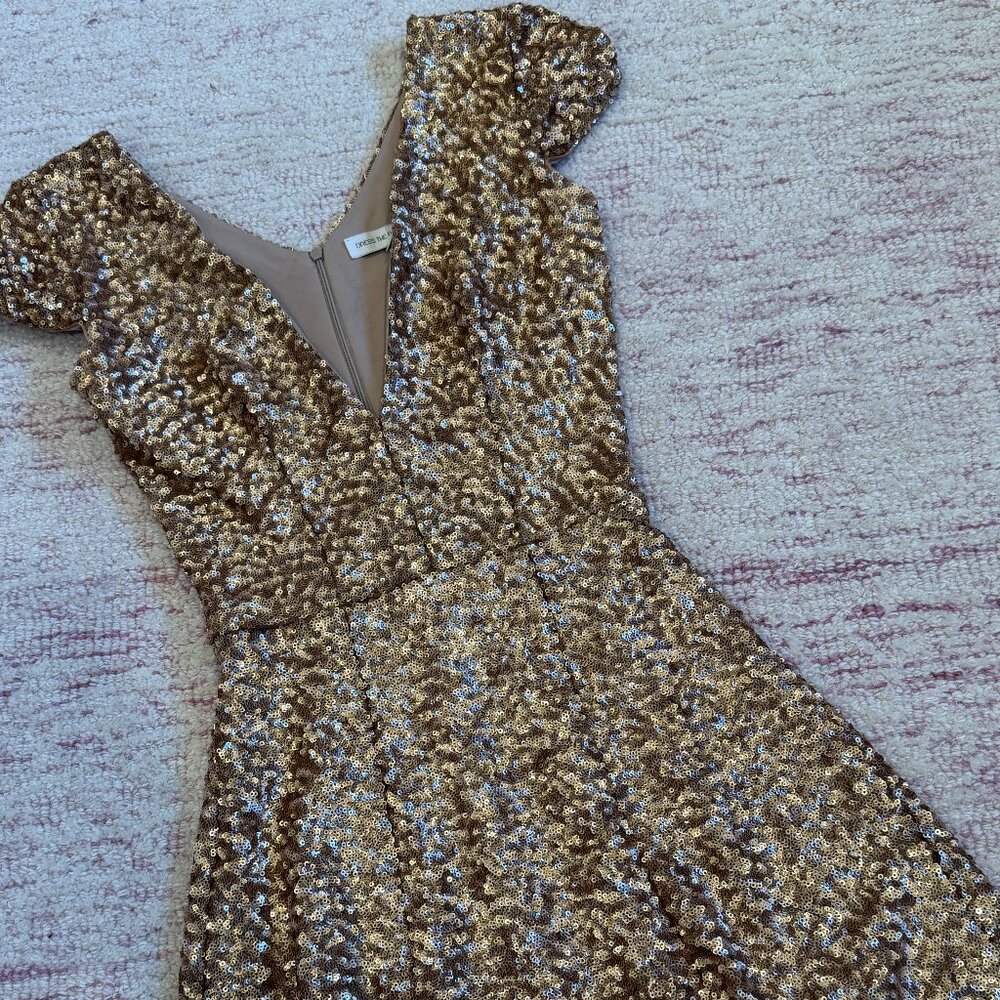 Dress The Population Gold Sequin Mini Dress